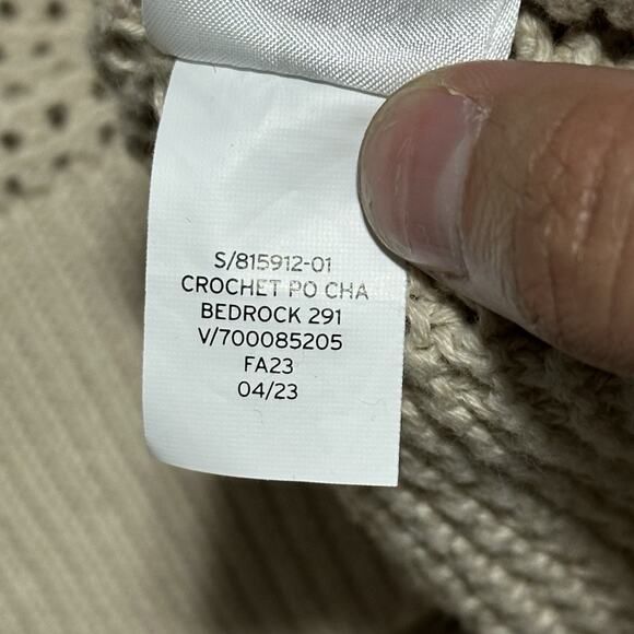 GAP Crewneck Sweater Womens Size XL Beige Open Knit Casual Cottagecore Preppy - Picture 4 of 8